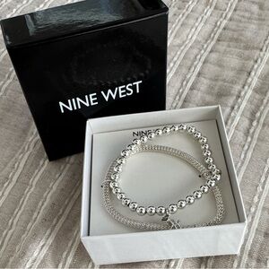Nine West Silver Beaded Bracelet Duo